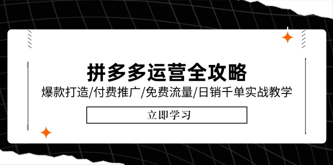 （15085期）拼多多运营全攻略，爆款打造/付费推广/免费流量/日销千单实战教学/6月更新网创吧-网创项目资源站-副业项目-创业项目-搞钱项目网创吧