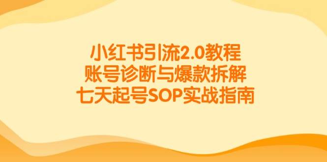 小红书引流2.0教程,账号诊断与爆款拆解,七天起号SOP实战指南网创吧-网创项目资源站-副业项目-创业项目-搞钱项目网创吧