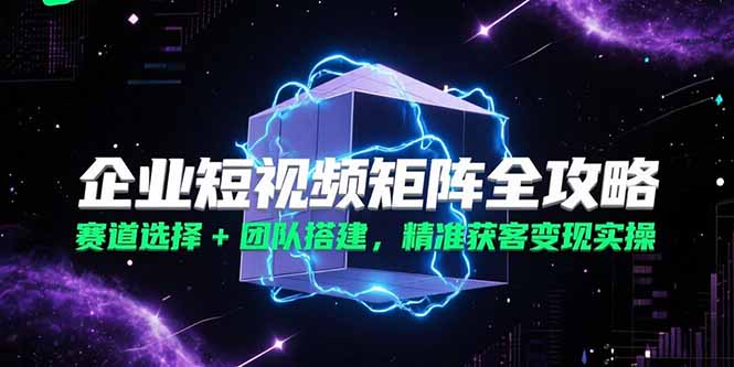 （15242期）企业短视频矩阵全攻略，赛道选择+团队搭建，精准获客变现实操网创吧-网创项目资源站-副业项目-创业项目-搞钱项目网创吧