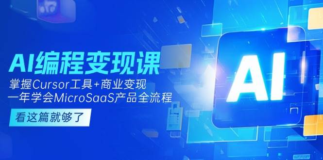 AI编程变现课：掌握Cursor工具+商业变现，一年学会MicroSaaS产品全流程网创吧-网创项目资源站-副业项目-创业项目-搞钱项目网创吧