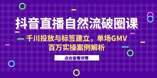 （15136期）抖音直播自然流破圈课-6月，千川投放与标签建立，单场GMV百万实操案例解析网创吧-网创项目资源站-副业项目-创业项目-搞钱项目网创吧