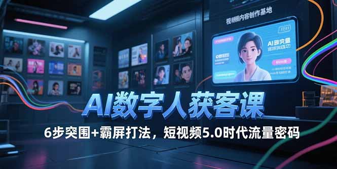 （15247期）AI数字人获客课，6步突围+霸屏打法，短视频5.0时代流量密码网创吧-网创项目资源站-副业项目-创业项目-搞钱项目网创吧
