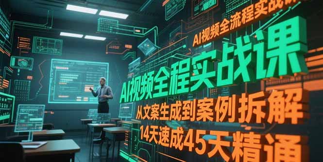 （15172期）AI视频全流程实战课，从文案生成到案例拆解，14天速成45天精通网创吧-网创项目资源站-副业项目-创业项目-搞钱项目网创吧