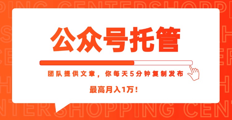 （15109期）【公众号托管 】我提供文章，你每天５分钟复制发布，最高月入1W网创吧-网创项目资源站-副业项目-创业项目-搞钱项目网创吧