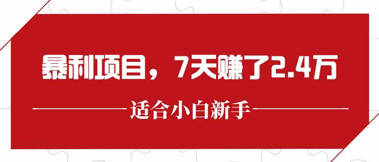 （15228期）最新暴利项目，每单收益轻松在300以上，7天赚了2.4万网创吧-网创项目资源站-副业项目-创业项目-搞钱项目网创吧
