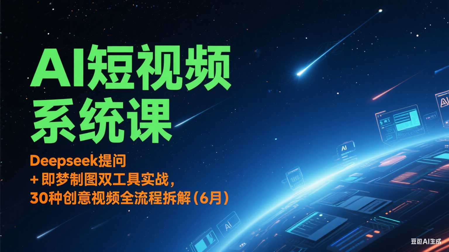 AI短视频系统课：Deepseek提问 + 即梦制图双工具实战，30种创意视频全流程拆解(6月)网创吧-网创项目资源站-副业项目-创业项目-搞钱项目网创吧