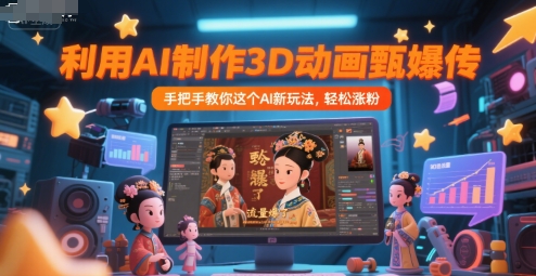 利用AI制作3D动画甄嬛传，流量爆了，手把手教你这个AI新玩法，轻松涨粉网创吧-网创项目资源站-副业项目-创业项目-搞钱项目网创吧