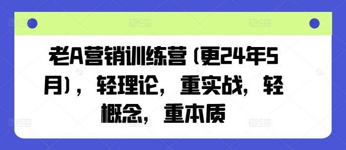 老A营销训练营(更25年6月)，轻理论，重实战，轻概念，重本质网创吧-网创项目资源站-副业项目-创业项目-搞钱项目网创吧