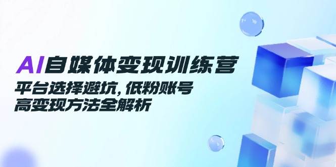AI自媒体变现训练营，平台选择避坑，低粉账号高变现方法全解析网创吧-网创项目资源站-副业项目-创业项目-搞钱项目网创吧