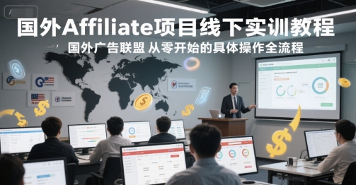 国外Affiliate项目线下实训教程，国外广告联盟从零开始的具体操作全流程网创吧-网创项目资源站-副业项目-创业项目-搞钱项目网创吧