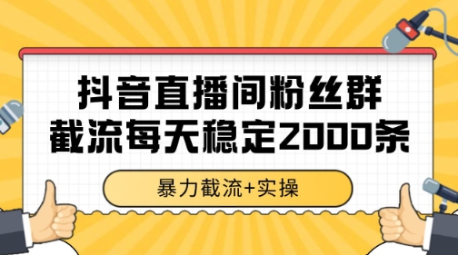 抖音直播间粉丝群暴力截流，一台电脑每天稳定2000条数据【揭秘】网创吧-网创项目资源站-副业项目-创业项目-搞钱项目网创吧