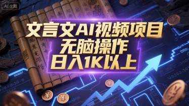 文言文AI视频项目，无脑操作，日入1K以上网创吧-网创项目资源站-副业项目-创业项目-搞钱项目网创吧