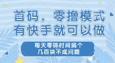 首码零撸项目,有快手就可以做,每天业务时间搞个几张不是问题【揭秘】网创吧-网创项目资源站-副业项目-创业项目-搞钱项目网创吧