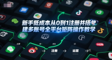 新手低成本从0到1注册并搭建多账号全平台矩阵操作教学，手机号-邮箱-IP-工具网创吧-网创项目资源站-副业项目-创业项目-搞钱项目网创吧