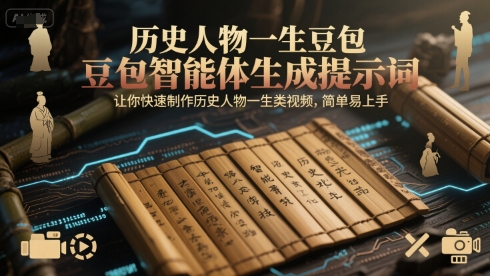 历史人物一生豆包智能体生成提示词，让你快速制作历史人物一生类视频，简单易上手网创吧-网创项目资源站-副业项目-创业项目-搞钱项目网创吧
