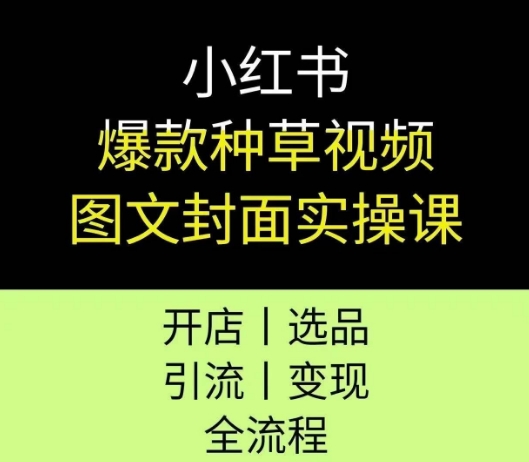 小红书爆款种草视频图文封面实操课，开店、选品、引流、变现全流程网创吧-网创项目资源站-副业项目-创业项目-搞钱项目网创吧