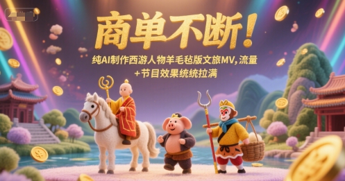 商单不断！纯AI制作西游人物羊毛毡版文旅MV，流量+节目效果统统拉满网创吧-网创项目资源站-副业项目-创业项目-搞钱项目网创吧