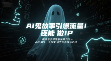 AI鬼故事引爆流量，还能做IP，视频号多渠道收益单日1k+，小白副业、工作室放大的最佳选择网创吧-网创项目资源站-副业项目-创业项目-搞钱项目网创吧