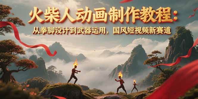 火柴人动画制作教程：从拳脚设计到武器运用，国风短视频新赛道网创吧-网创项目资源站-副业项目-创业项目-搞钱项目网创吧