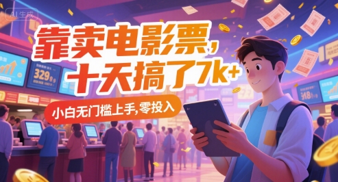 靠卖电影票，十天搞了7k+，小白无门槛上手，零投入【揭秘】网创吧-网创项目资源站-副业项目-创业项目-搞钱项目网创吧