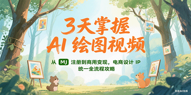 3天掌握AI绘图视频，从MJ 注册到商用变现，电商设计IP统一全流程攻略网创吧-网创项目资源站-副业项目-创业项目-搞钱项目网创吧