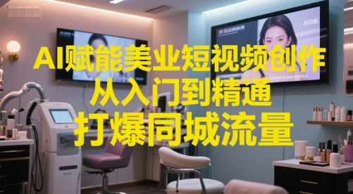 AI赋能美业短视频创作，从入门到精通，打爆同城流量，超级AI工具短视频实操落地网创吧-网创项目资源站-副业项目-创业项目-搞钱项目网创吧