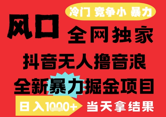25年6月高爆抖音无人直播最新撸音浪掘金项目，解放双手小白可做，无脑日入1k+，门槛低【揭秘】网创吧-网创项目资源站-副业项目-创业项目-搞钱项目网创吧