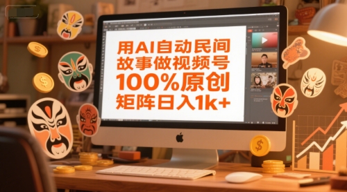 用AI自动民间故事做视频号，100%原创，矩阵日入1k+网创吧-网创项目资源站-副业项目-创业项目-搞钱项目网创吧