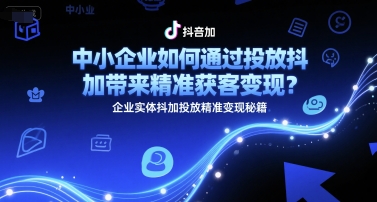 中小企业如何通过投放抖加带来精准获客变现？企业实体抖加投放精准变现秘籍网创吧-网创项目资源站-副业项目-创业项目-搞钱项目网创吧