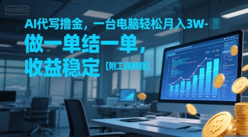 AI代写撸金，一台电脑轻松月入1-3W，做一单结一单，收益稳定【附工具教程】网创吧-网创项目资源站-副业项目-创业项目-搞钱项目网创吧