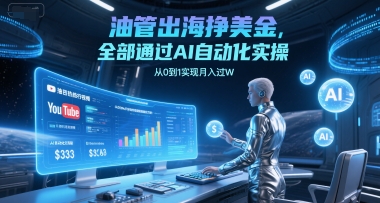 油管出海挣美金，全部通过AI自动化实操，从0到1实现月入过W网创吧-网创项目资源站-副业项目-创业项目-搞钱项目网创吧