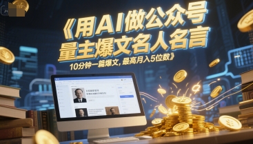 用AI做公众号流量主爆文名人名言，10分钟一篇爆文，最高月入5位数网创吧-网创项目资源站-副业项目-创业项目-搞钱项目网创吧