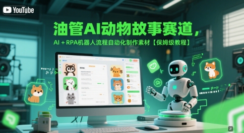 油管AI动物故事赛道，AI+RPA机器人流程自动化制作素材【保姆级教程】网创吧-网创项目资源站-副业项目-创业项目-搞钱项目网创吧