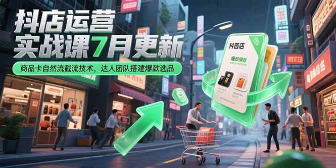 （15329期）抖店运营实战课7月更新，商品卡自然流截流技术，达人团队搭建爆款选品网创吧-网创项目资源站-副业项目-创业项目-搞钱项目网创吧