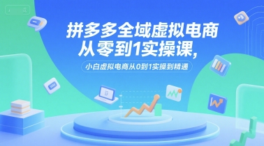拼多多全域虚拟电商从零到1实操课，小白虚拟电商从0到1实操到精通网创吧-网创项目资源站-副业项目-创业项目-搞钱项目网创吧