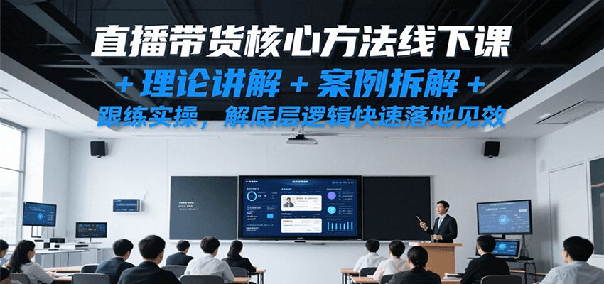 直播带货核心方法线下课，理论讲解+案例拆解+跟练实操，解底层逻辑快速落地见效网创吧-网创项目资源站-副业项目-创业项目-搞钱项目网创吧