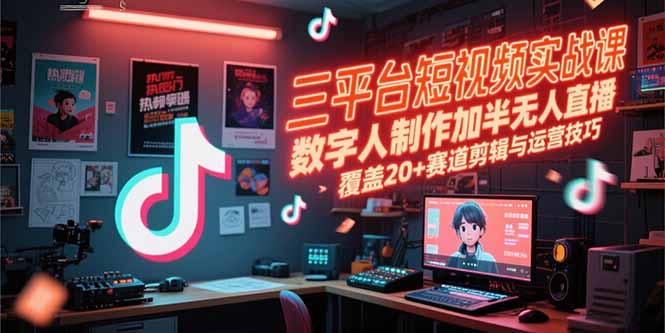 （15265期）三平台短视频实战课，数字人制作加半无人直播，覆盖20+赛道剪辑与运营技巧网创吧-网创项目资源站-副业项目-创业项目-搞钱项目网创吧