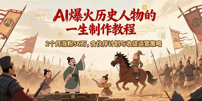 （15336期）AI历史人物赛道课程，2个月涨粉56万，含伙伴计划与收徒运营策略网创吧-网创项目资源站-副业项目-创业项目-搞钱项目网创吧