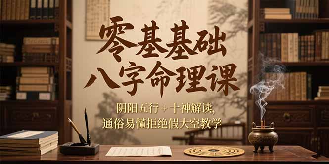 （15283期）零基础八字命理课，阴阳五行+十神解读，通俗易懂拒绝假大空教学网创吧-网创项目资源站-副业项目-创业项目-搞钱项目网创吧