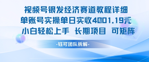 视频号银发经济赛道单账号实操单日实收1k+，小白轻松上手长期项目网创吧-网创项目资源站-副业项目-创业项目-搞钱项目网创吧