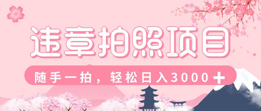 解气又赚钱的项目，最新违章拍照赚钱，随手一拍，轻松收入3000+网创吧-网创项目资源站-副业项目-创业项目-搞钱项目网创吧