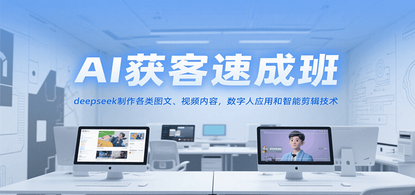 AI获客速成班，deepseek制作各类图文、视频内容，数字人应用和智能剪辑技术网创吧-网创项目资源站-副业项目-创业项目-搞钱项目网创吧
