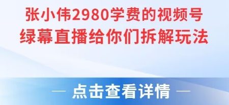 张小伟2980付费额视频号绿幕直播给你们拆解玩法网创吧-网创项目资源站-副业项目-创业项目-搞钱项目网创吧