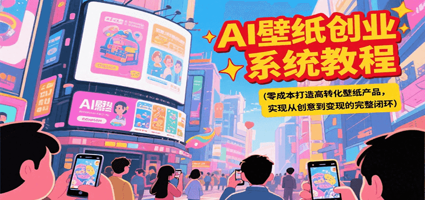 AI壁纸创业系统教程，零成本打造高转化壁纸产品，实现从创意到变现的完整闭环网创吧-网创项目资源站-副业项目-创业项目-搞钱项目网创吧