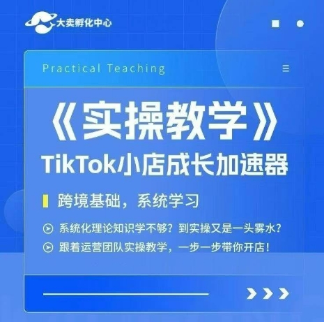 大卖家孵化中心TikTok实操课，TikTok小店成长加速器，跨境基础系统学习，一步一步带你开店网创吧-网创项目资源站-副业项目-创业项目-搞钱项目网创吧