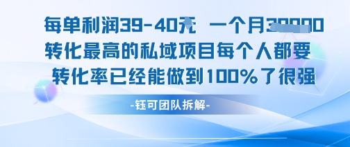 每单利润40一个月7k+转化最高的私域项目，每个人都要的产品转化率已经能做到100%网创吧-网创项目资源站-副业项目-创业项目-搞钱项目网创吧