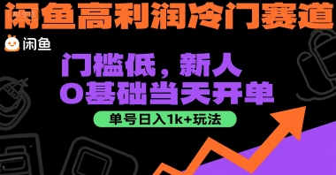 闲鱼高利润冷门赛道：门槛低，新人0基础当天开单，单号日入1k+玩法【揭秘】网创吧-网创项目资源站-副业项目-创业项目-搞钱项目网创吧