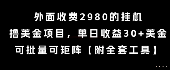 外面收费2980的挂G撸美金项目，单日收益30+美金，可批量可矩阵【揭秘】网创吧-网创项目资源站-副业项目-创业项目-搞钱项目网创吧