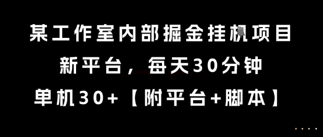 某工作室内部掘金挂G项目,新平台,每天30分钟,单机30+【揭秘】网创吧-网创项目资源站-副业项目-创业项目-搞钱项目网创吧