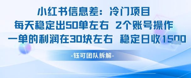小红书信息差冷门项目一单利润30块每天稳定1.5k左右2个账号操作网创吧-网创项目资源站-副业项目-创业项目-搞钱项目网创吧